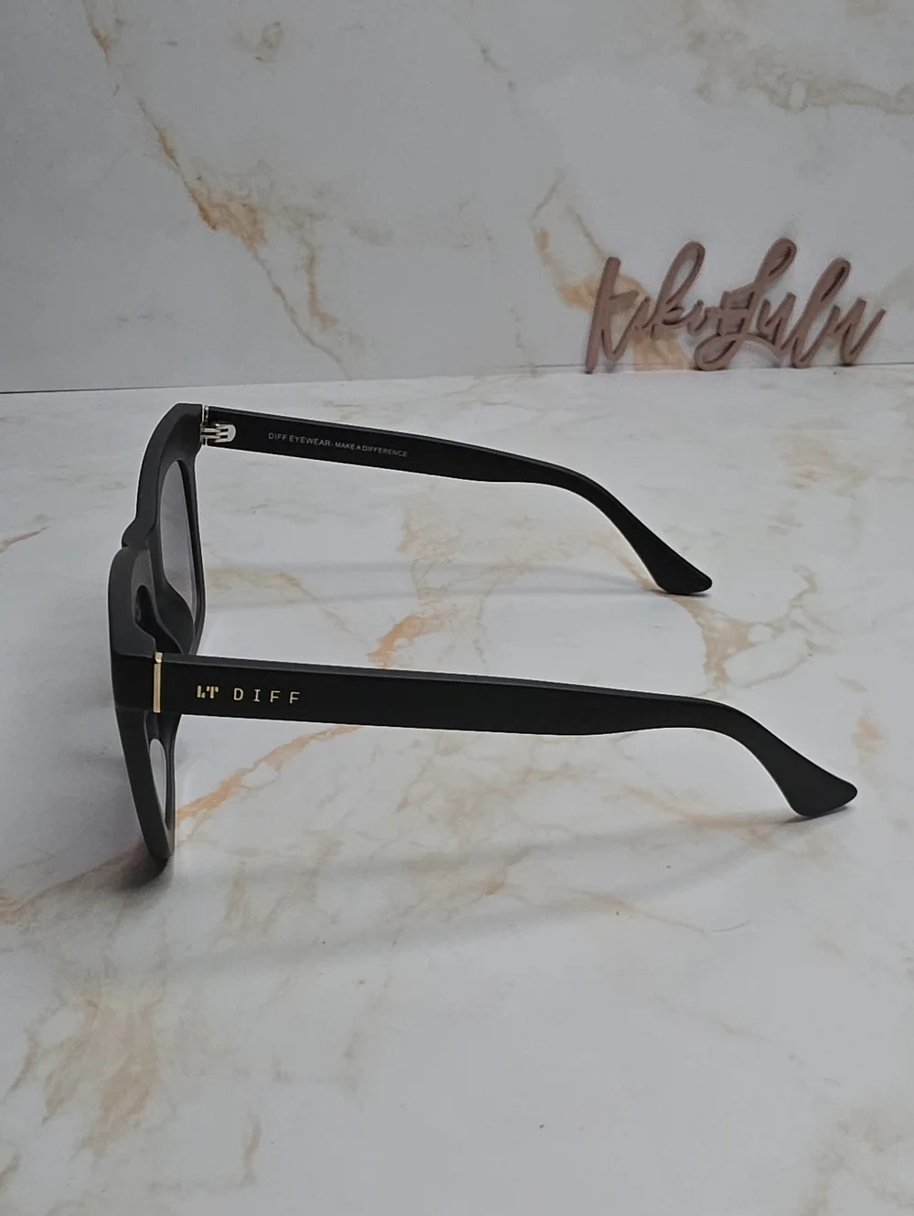 Diff Talia Black Oversized Square Sunglasses with Gradient Lenses